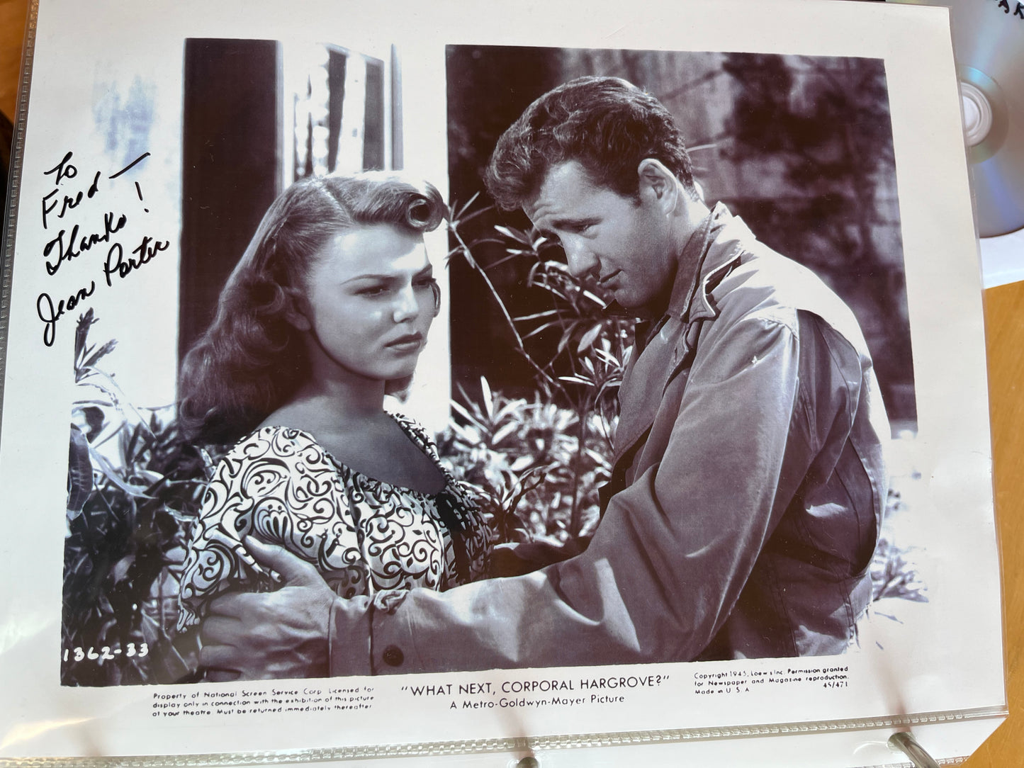 JEAN PETERS, actress, autograph