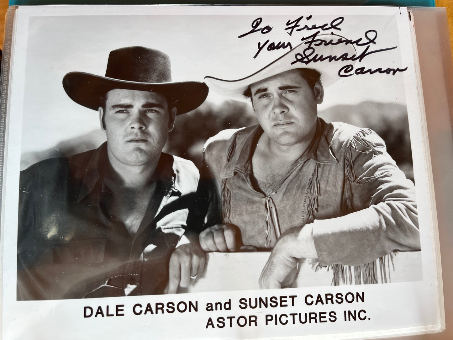 SUNSET CARSON, cowboy actor, autograph