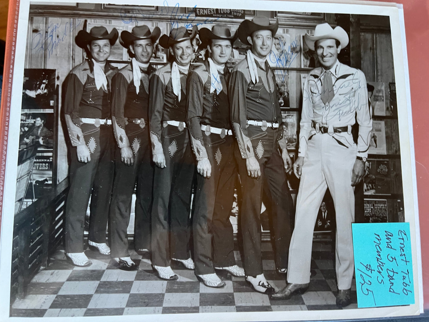 ERNEST TUBB and FIVE BAND MEMBERS, autograph