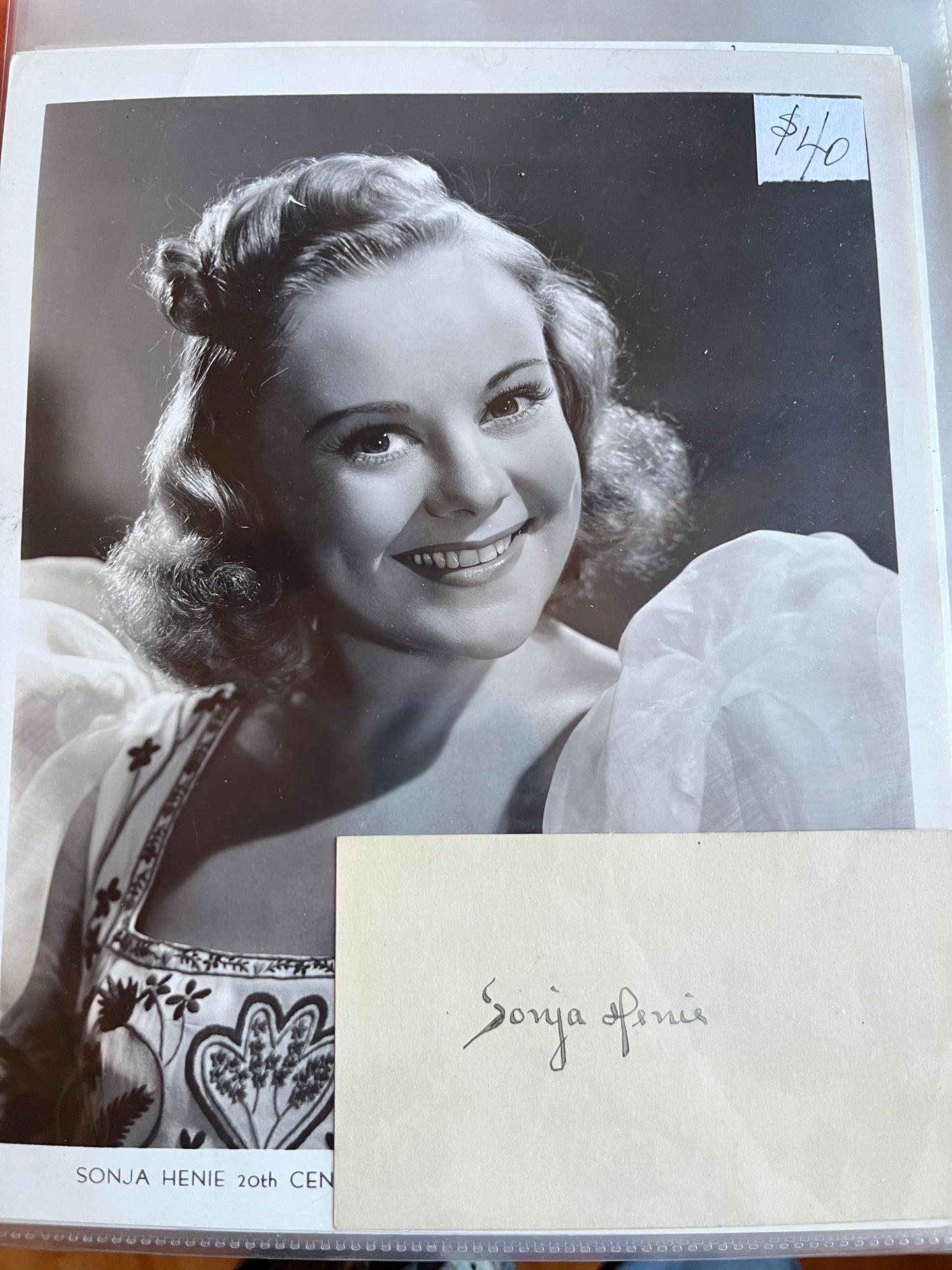 SONJA HENIE, actress, autograph