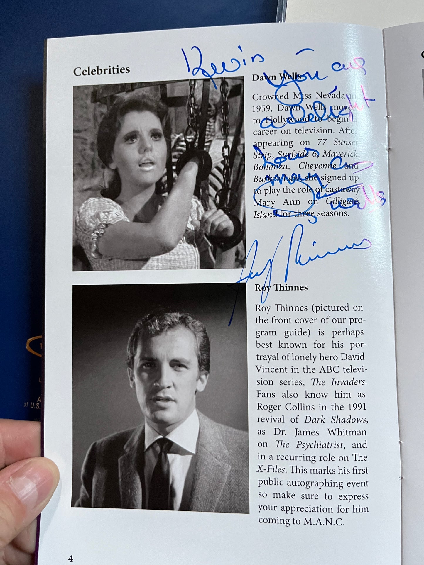 MANC Program Guide, Dawn Wells, Roy Thinnes, 10 autographs!!!