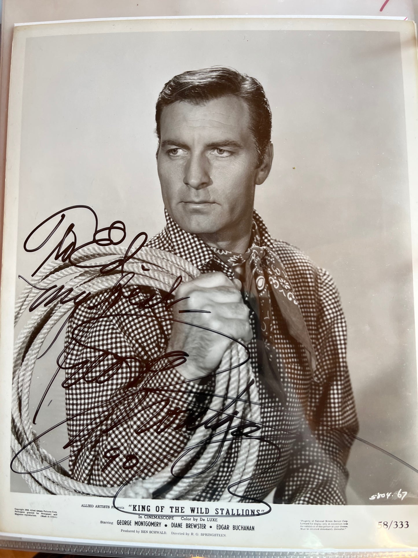GEORGE MONTGOMERY, cowboy star, autograph