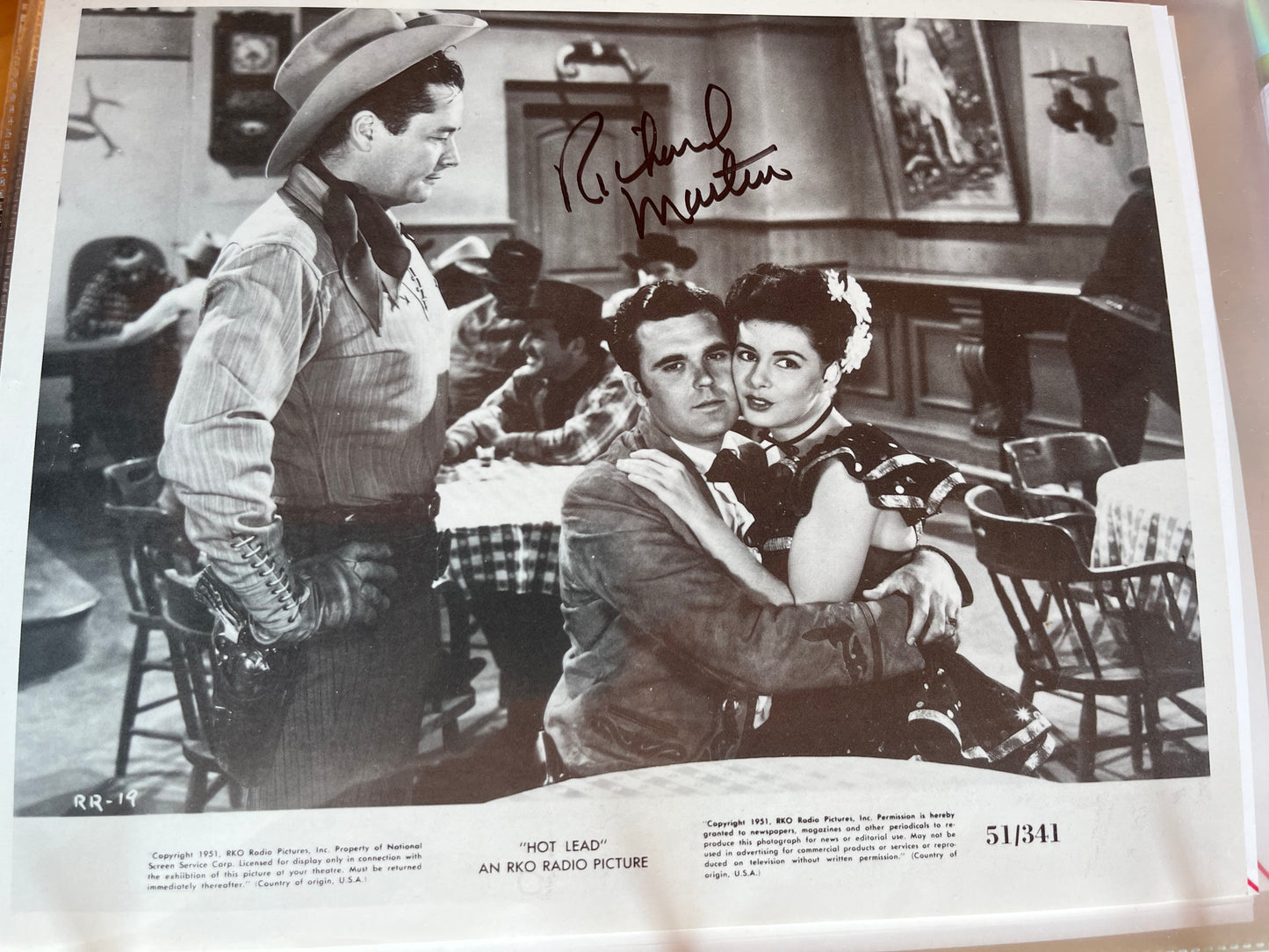 RICHARD MARTIN, Hot Lead (1951), autograph