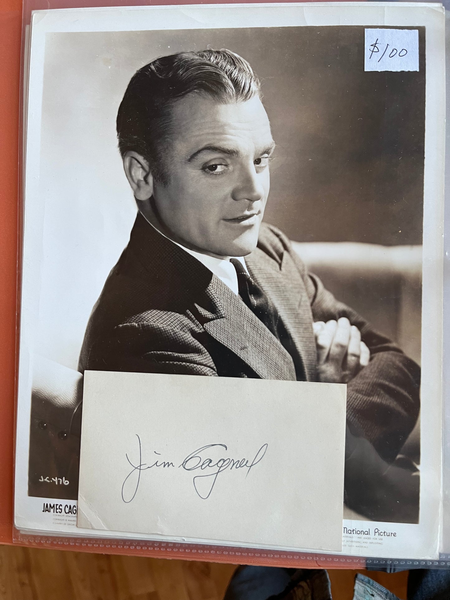 JAMES CAGNEY, actor, autograph