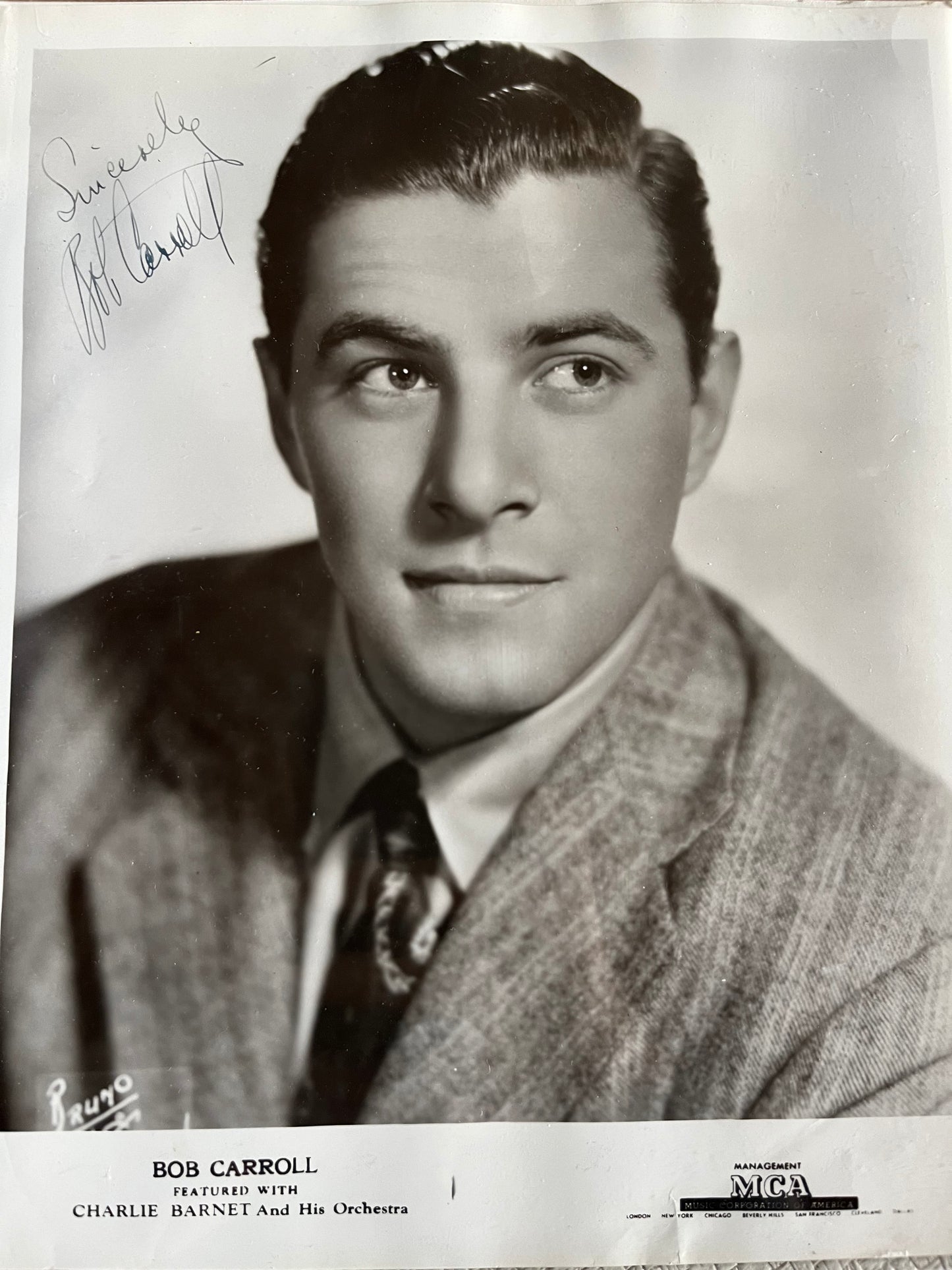 BOB CARROLL, singer for Glenn Miller (Autograph)