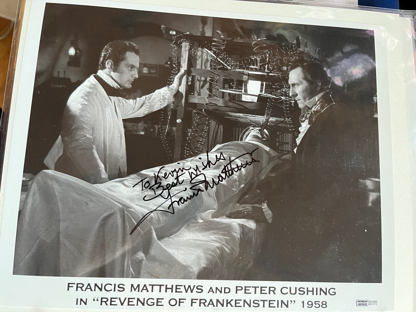 FRANCIS MATTHEWS, Hammer horror, Revenge of Frankenstein, autograph