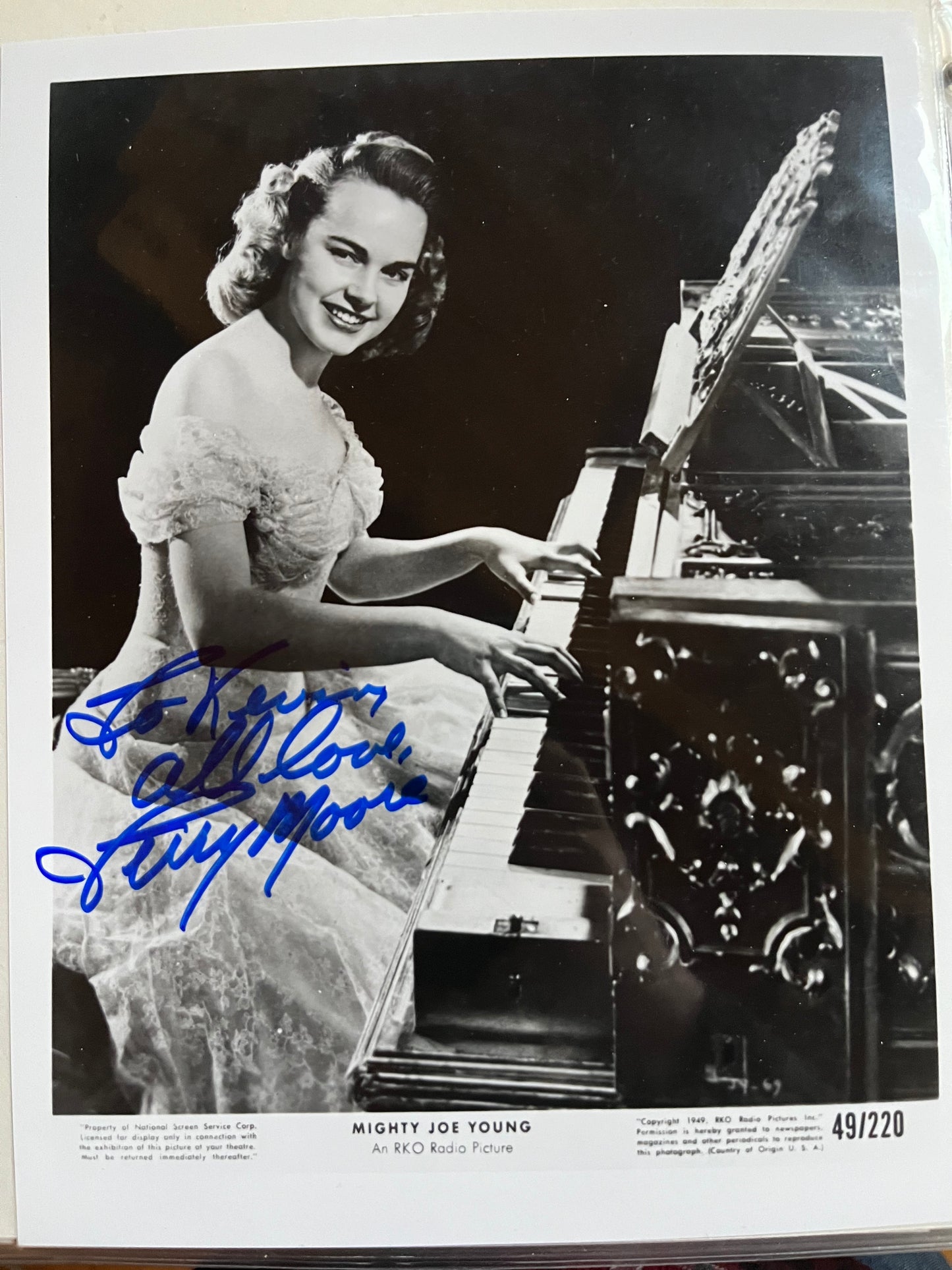 TERRY MOORE, Mighty Joe Young, autograph