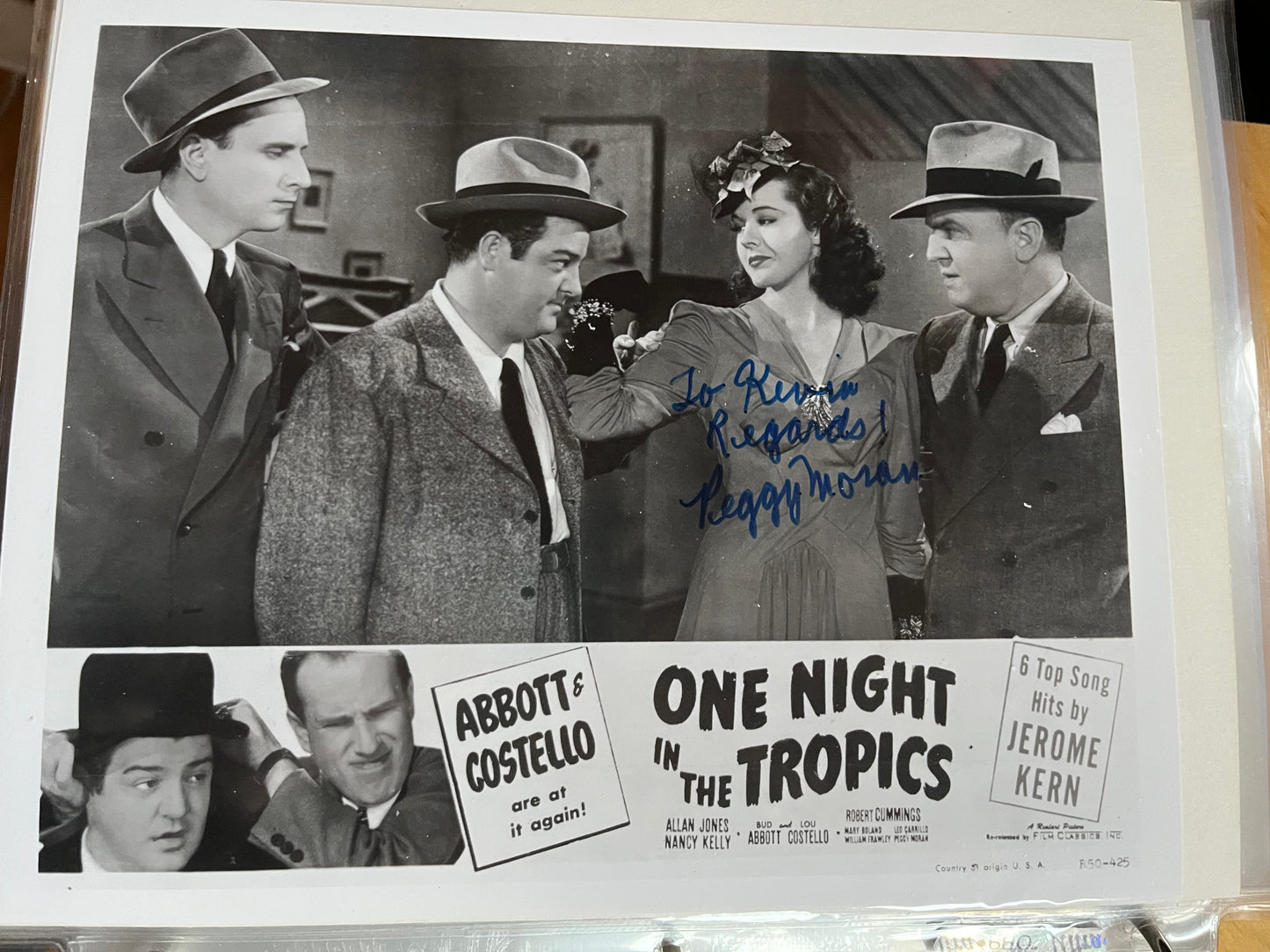 PEGGY MORAN, Abbott and Costello's One Night in the Tropics, autograph