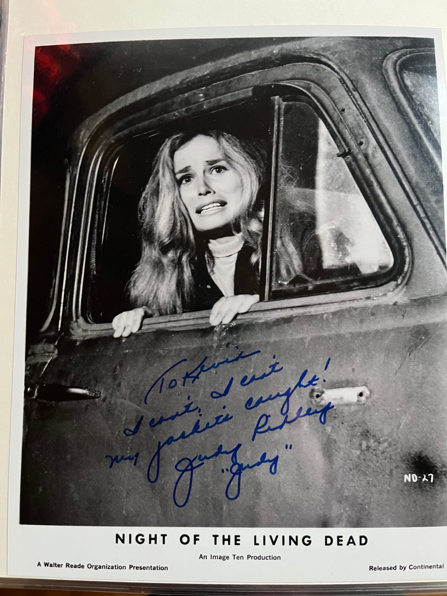 JUDY RIDLEY, Night of the Living Dead (1968), autograph