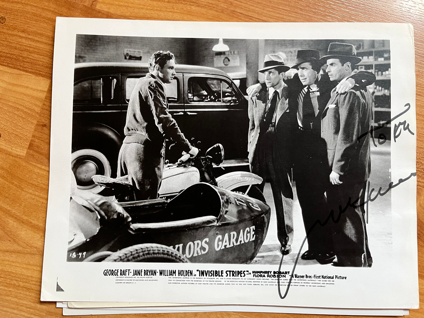 MARC LAWRENCE, Invisible Stripes (1939), autograph