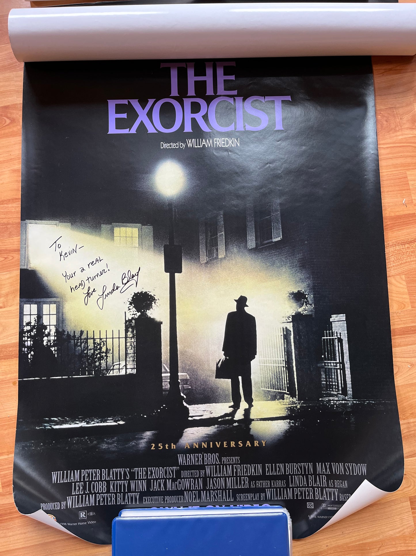 THE EXORCIST movie poster, LINDA BLAIR autograph