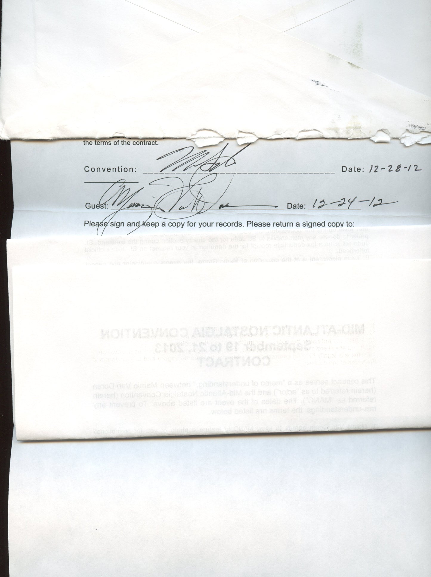 MAMIE VAN DOREN, signed contract with autograph