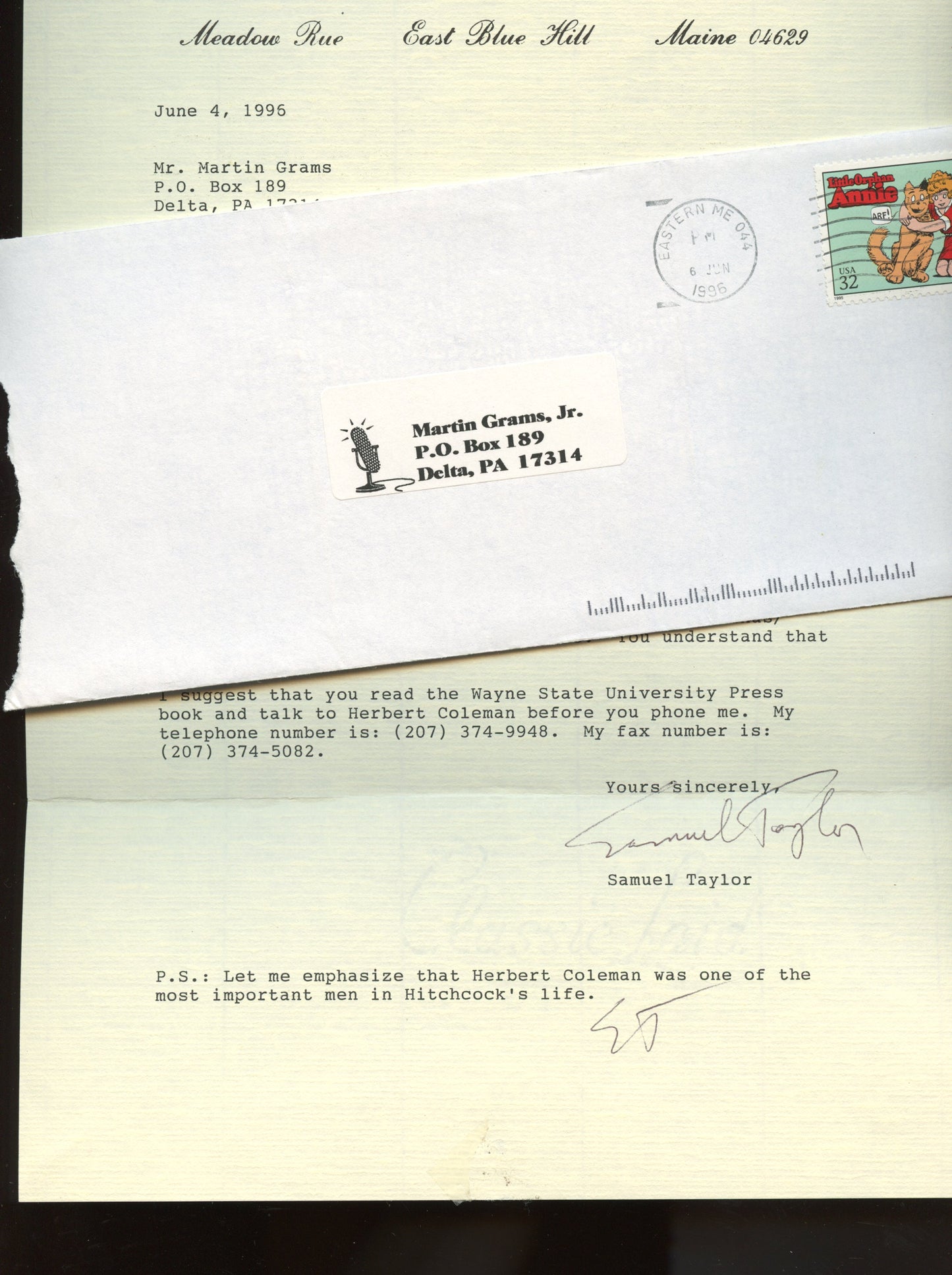 Samuel Taylor from Alfred Hitchcock's VERTIGO (autograph)