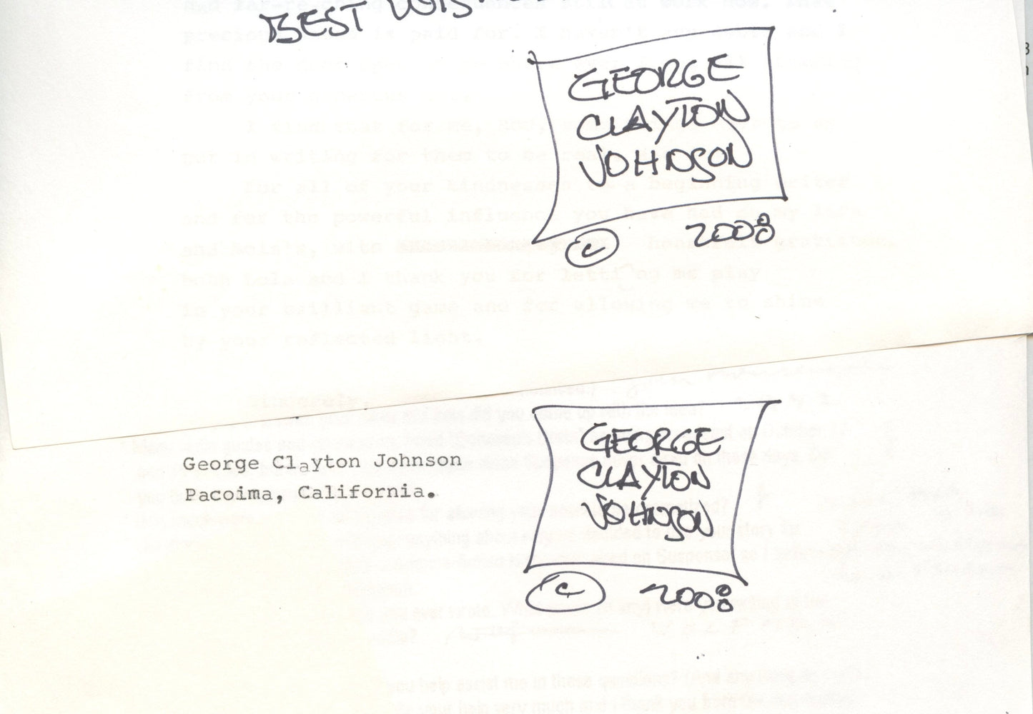 George Clayton Johnson, LOGAN'S RUN and THE TWILIGHT ZONE (autograph)