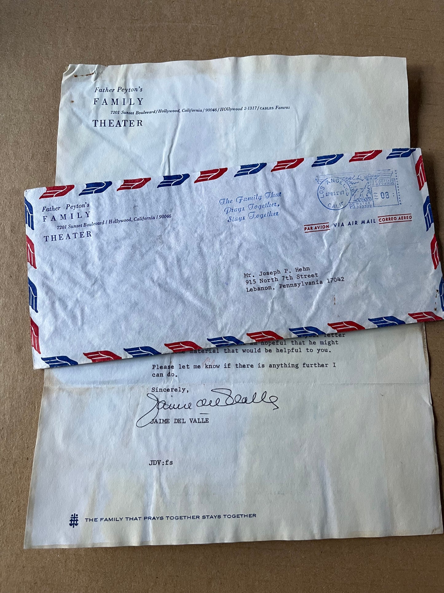 Jaime Del Valle, radio's THE FAMILY THEATER (autograph)