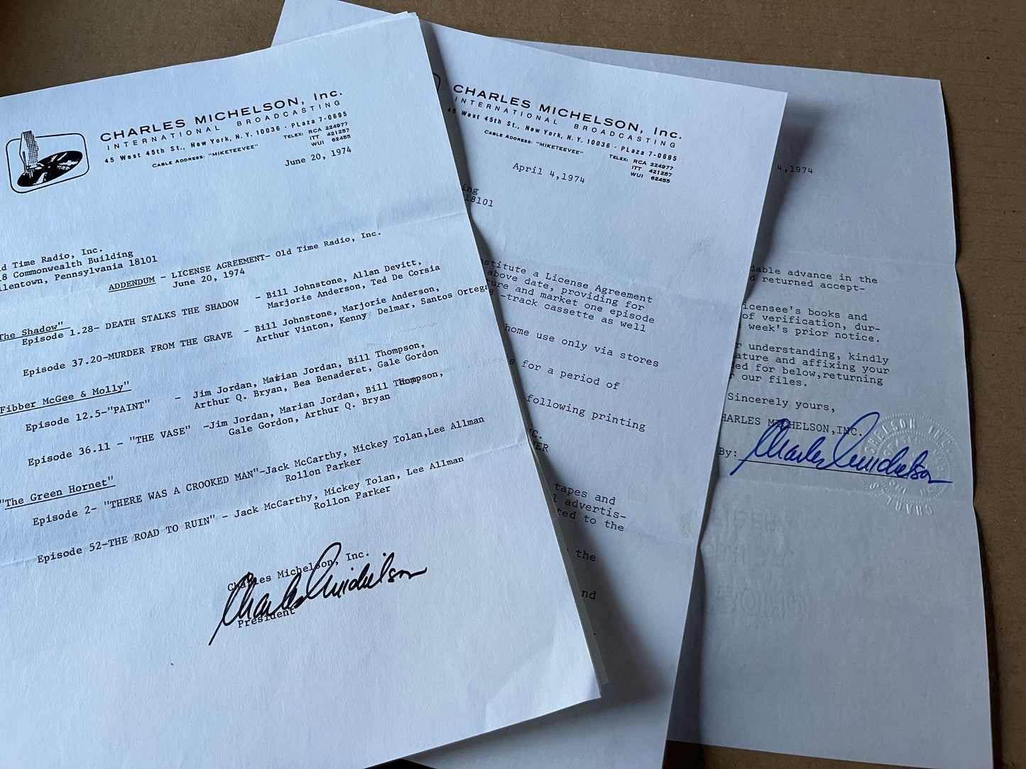 Charles Michelson, radio pioneer of THE SHADOW, THE LONE RANGER (autographs)