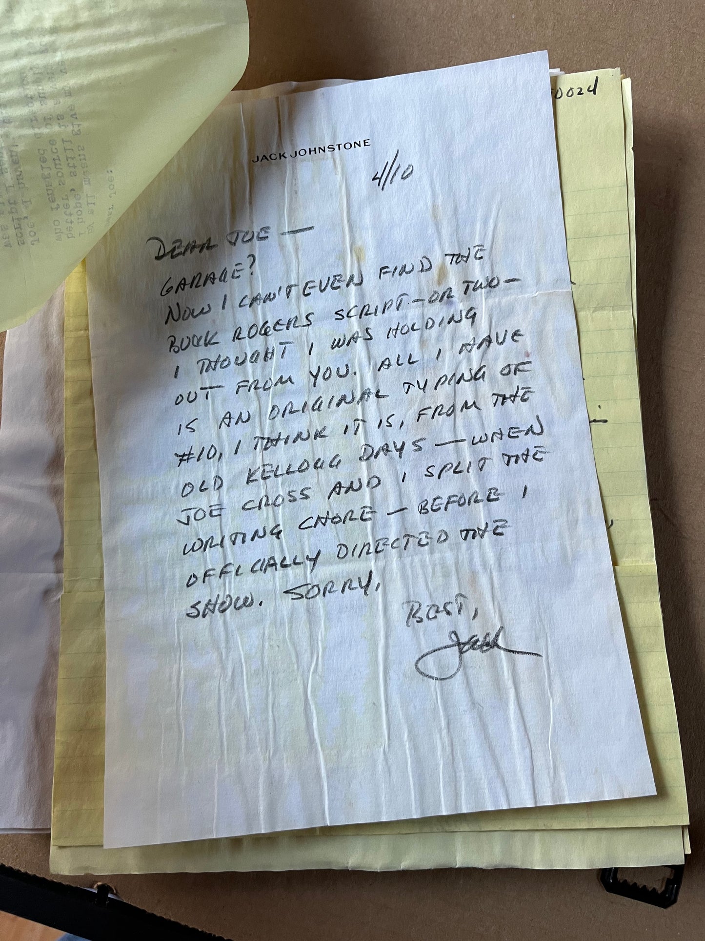 Jack Johnstone, YOURS TRULY JOHNNY DOLLAR (autograph)