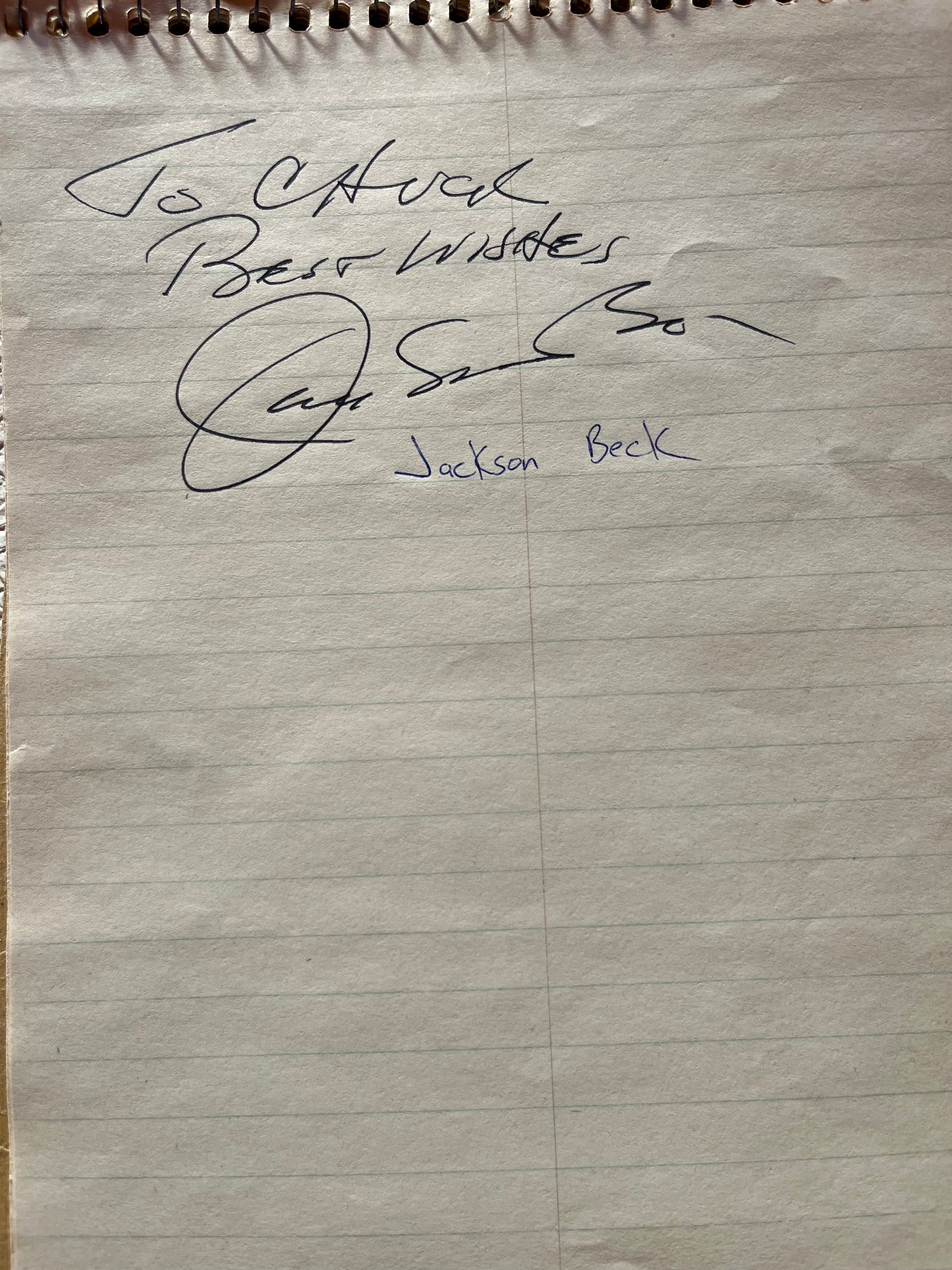JACKSON BECK, Popeye cartoons and radio actor (autograph)