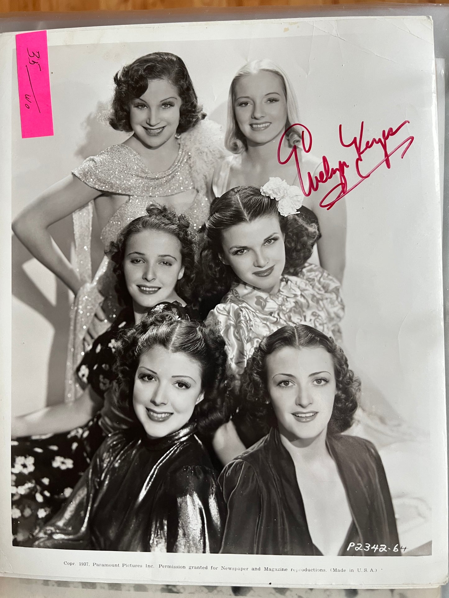 EVELYN KEYES, autograph