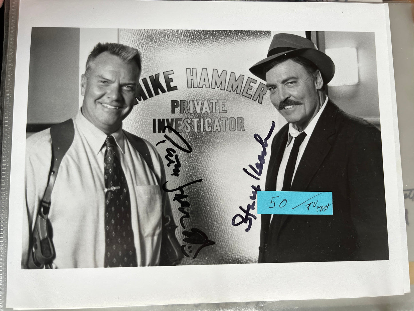MIKE HAMMER, TV Cast Photo, Stacy Keach, two autographs