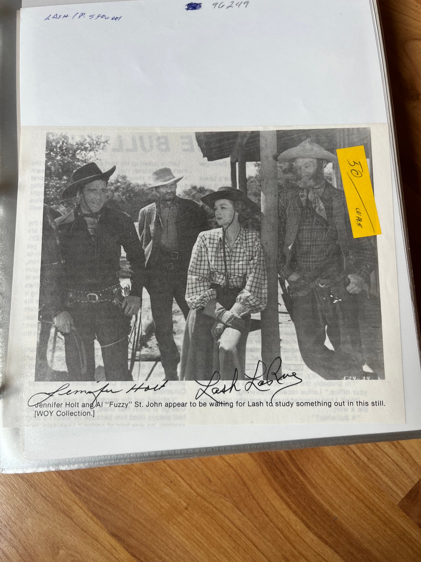 LASH LaRUE, JENNIFER HOLT, autograph