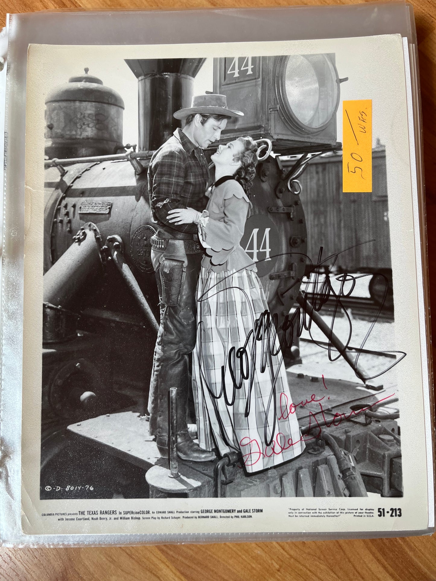 GEORGE MONTGOMERY, GALE STORM, autographs