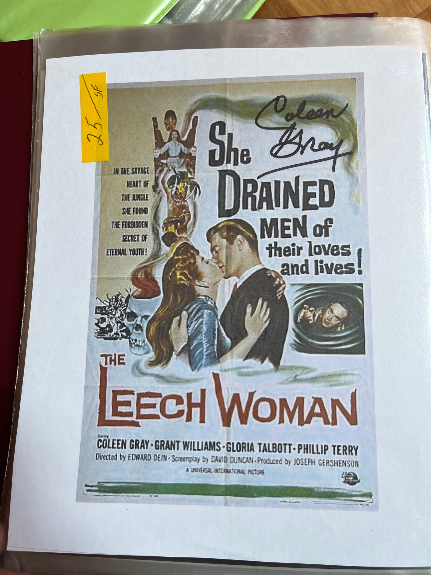 COLEEN GRAY, The Leech Woman, autograph