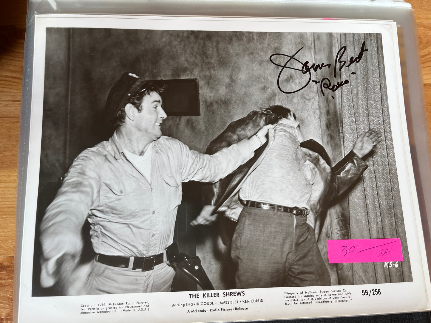 JAMES BEST, The Killer Shrews, autograph