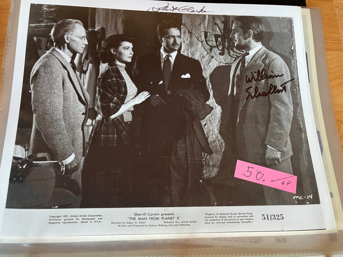 ROBERT CLARKE, The Man From Planet X, autograph