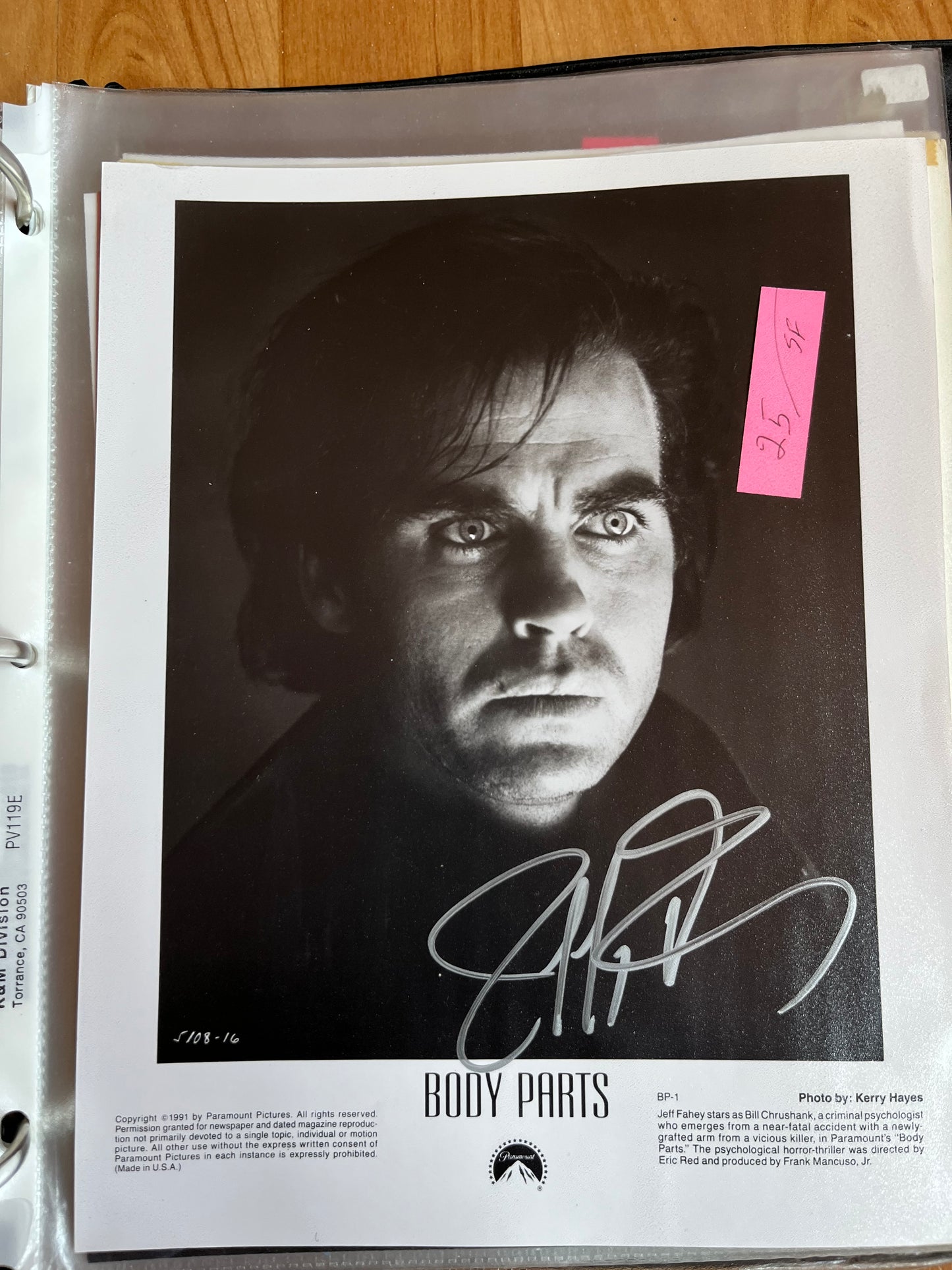 JEFF FAHEY, Body Parts, autograph