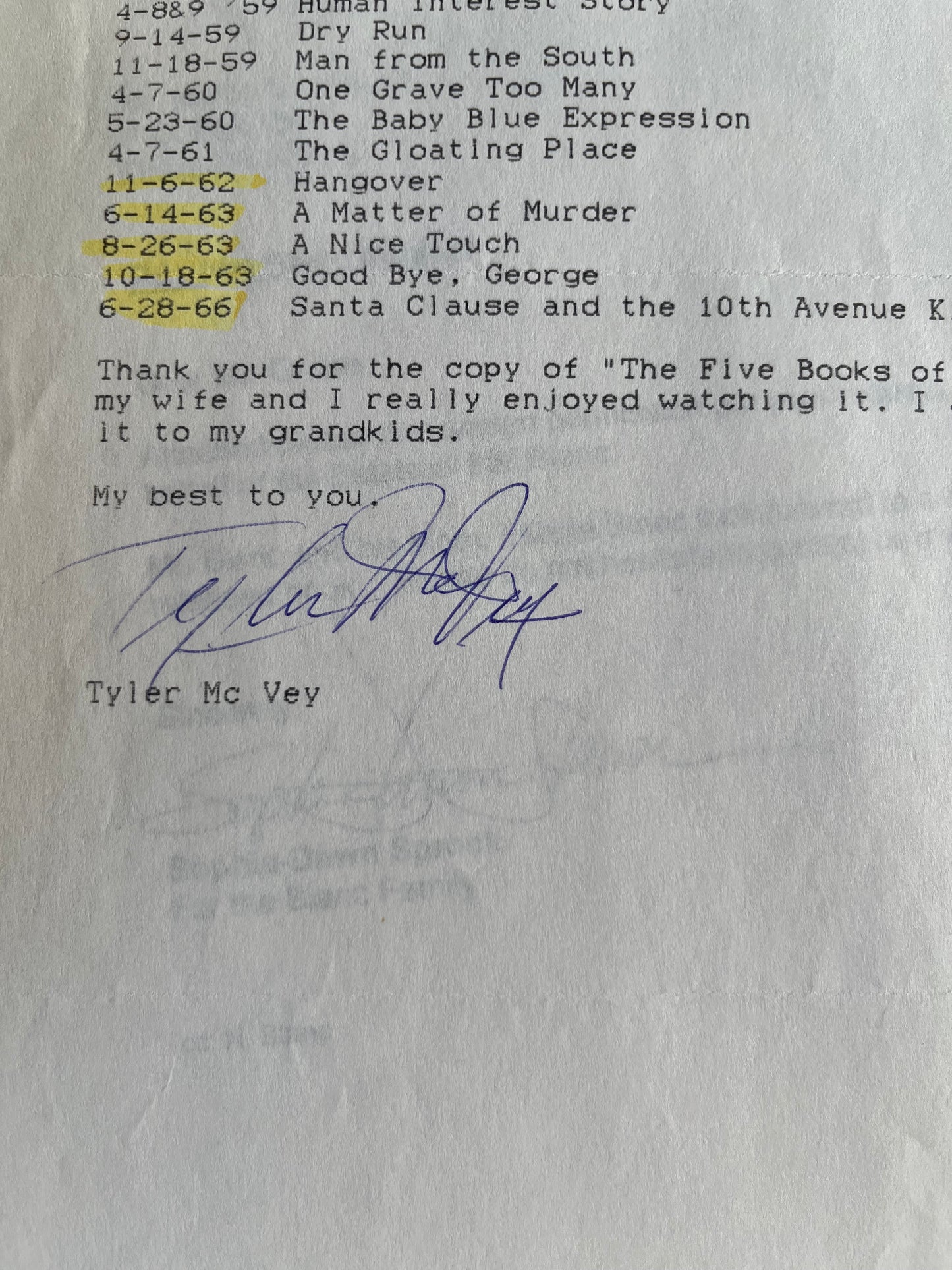 TYLER McVEY from THE DAY THE EARTH STOOD STILL (autograph)