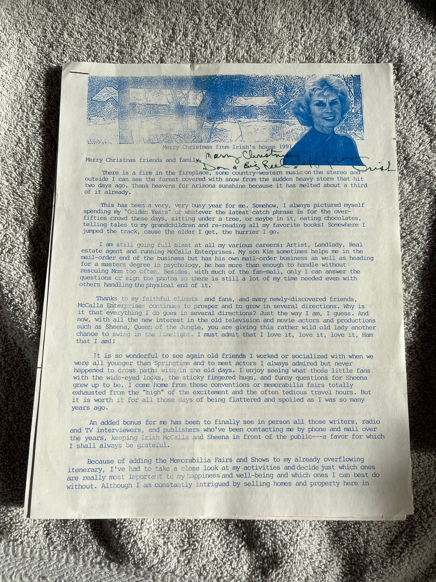 Irish McCalla, television's SHEENA, QUEEN OF THE JUNGLE (autograph)