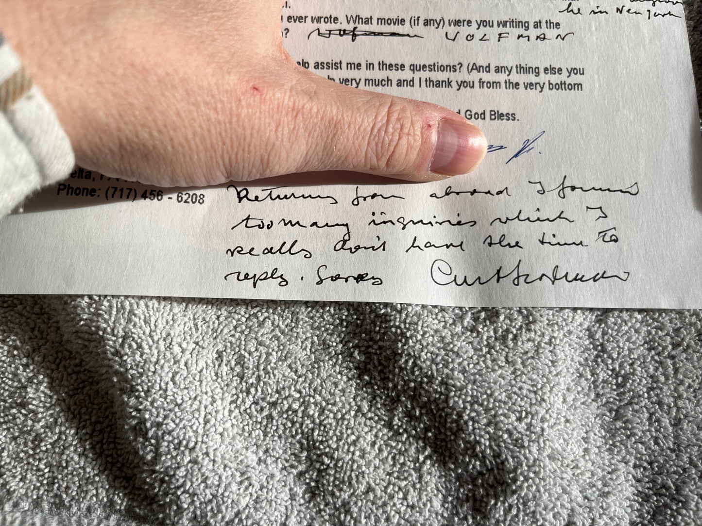 CURT SIODMAK from DONOVAN'S BRAIN, THE WOLF MAN (autograph)