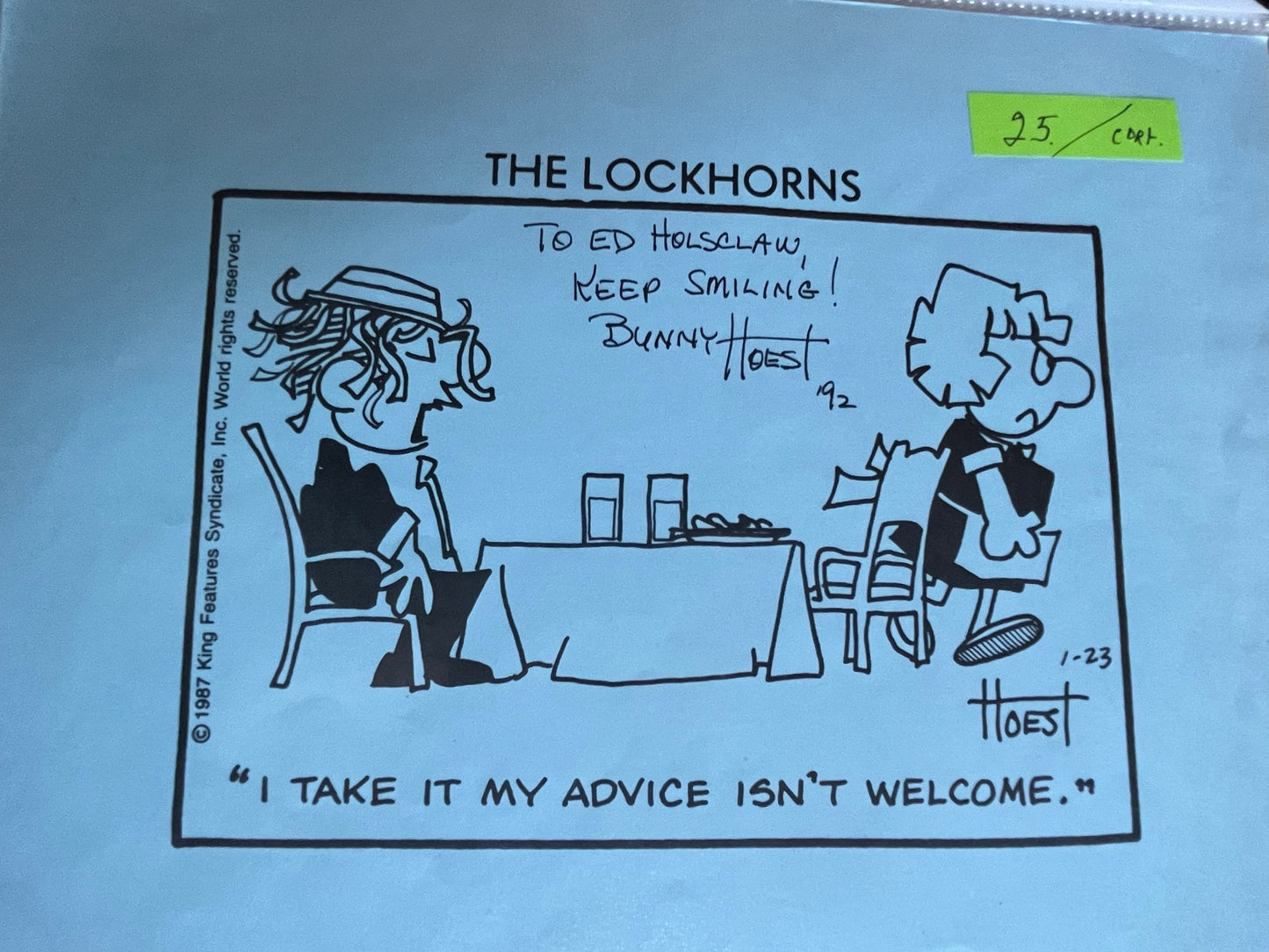 BUNNY HOEST, artist of THE LOCKHORNS, autograph