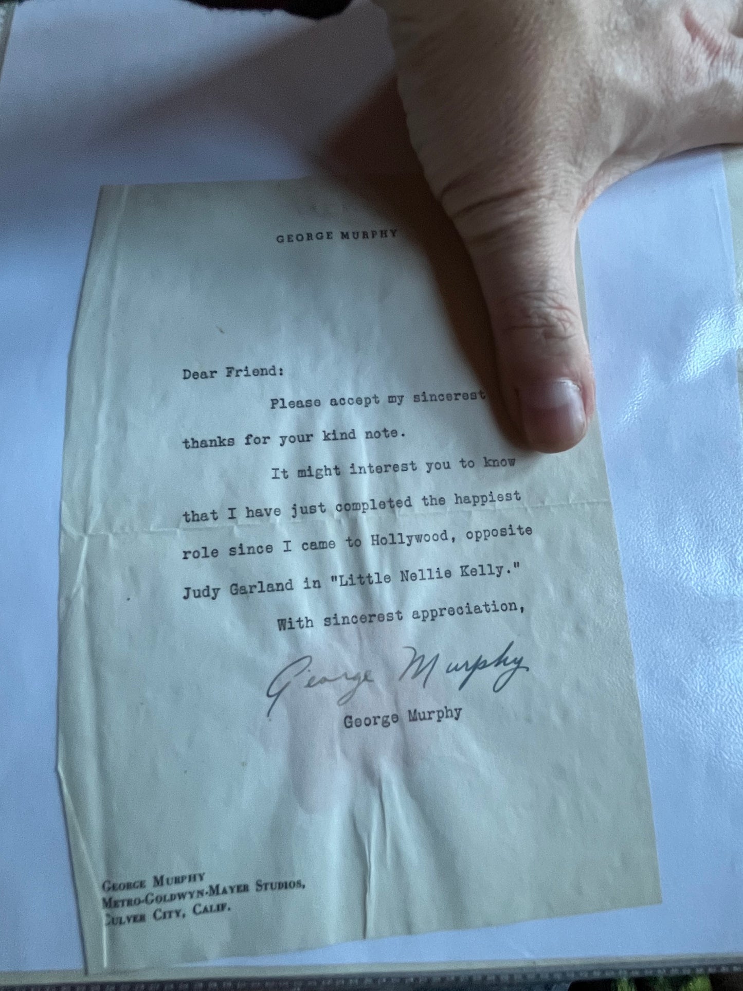 GEORGE MURPHY, actor, autograph