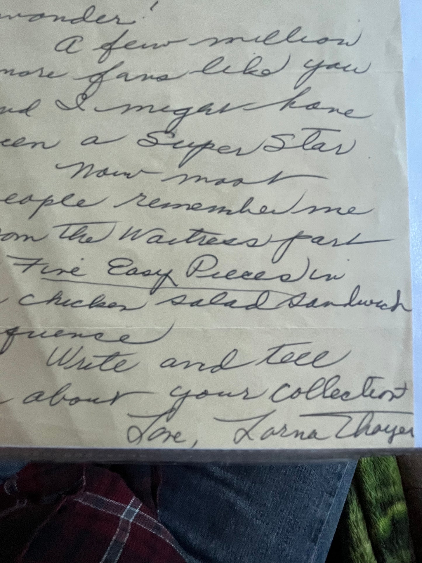 LORNA THAYER, actress, autograph