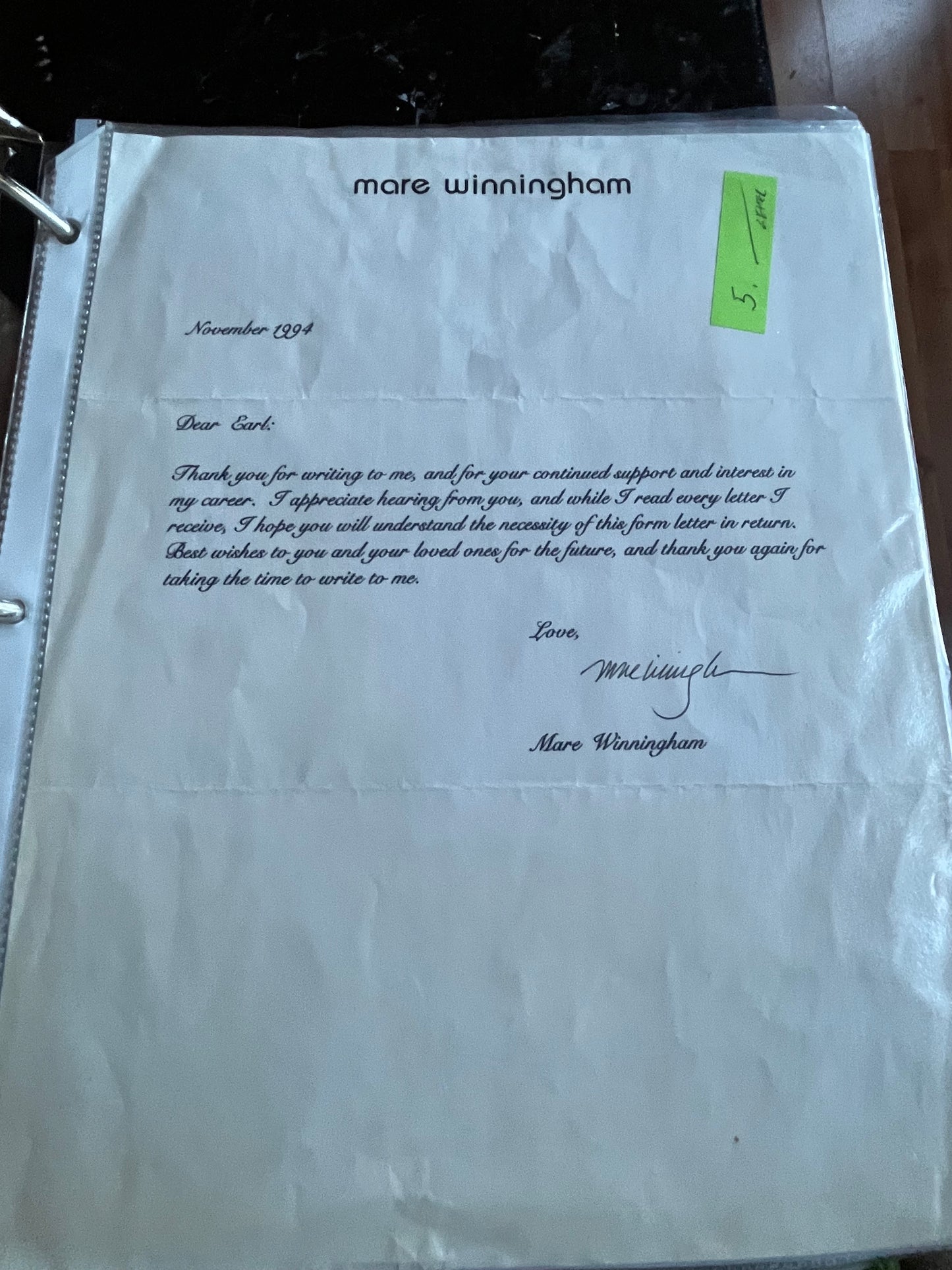 MARE WINNINGHAM, Turner and Hooch, St. Elmo's Fire, autograph