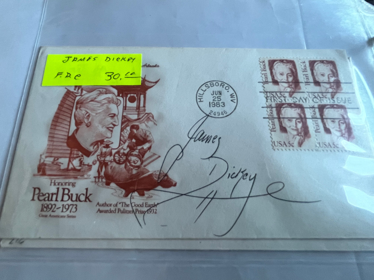 JAMES DICKEY, American Poet, autograph