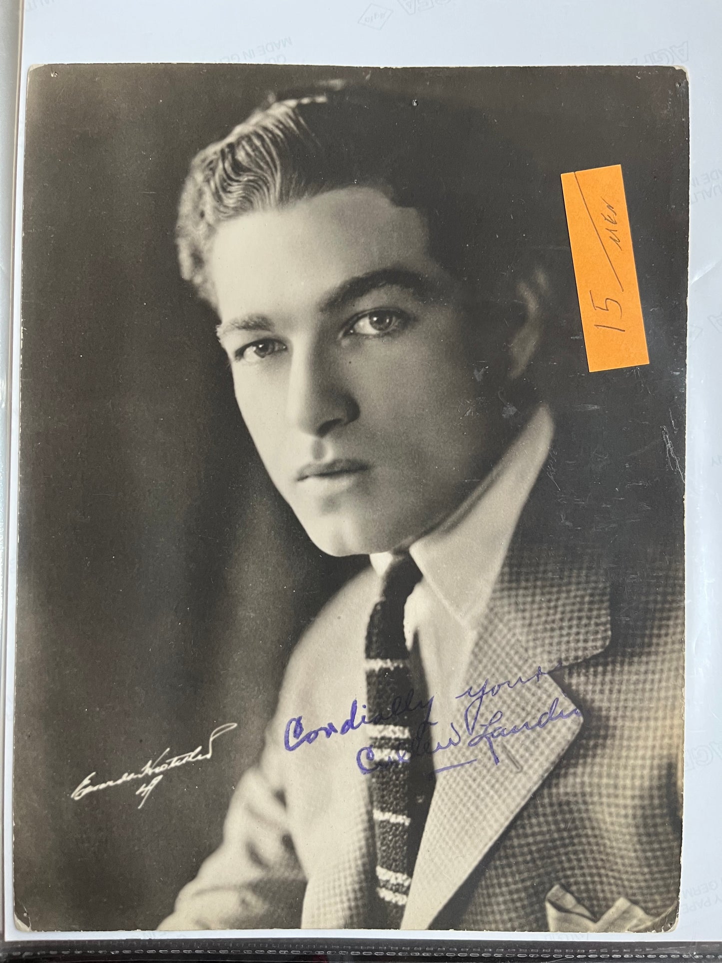 CULLEN LANDIS, Vitagraph actor, autograph