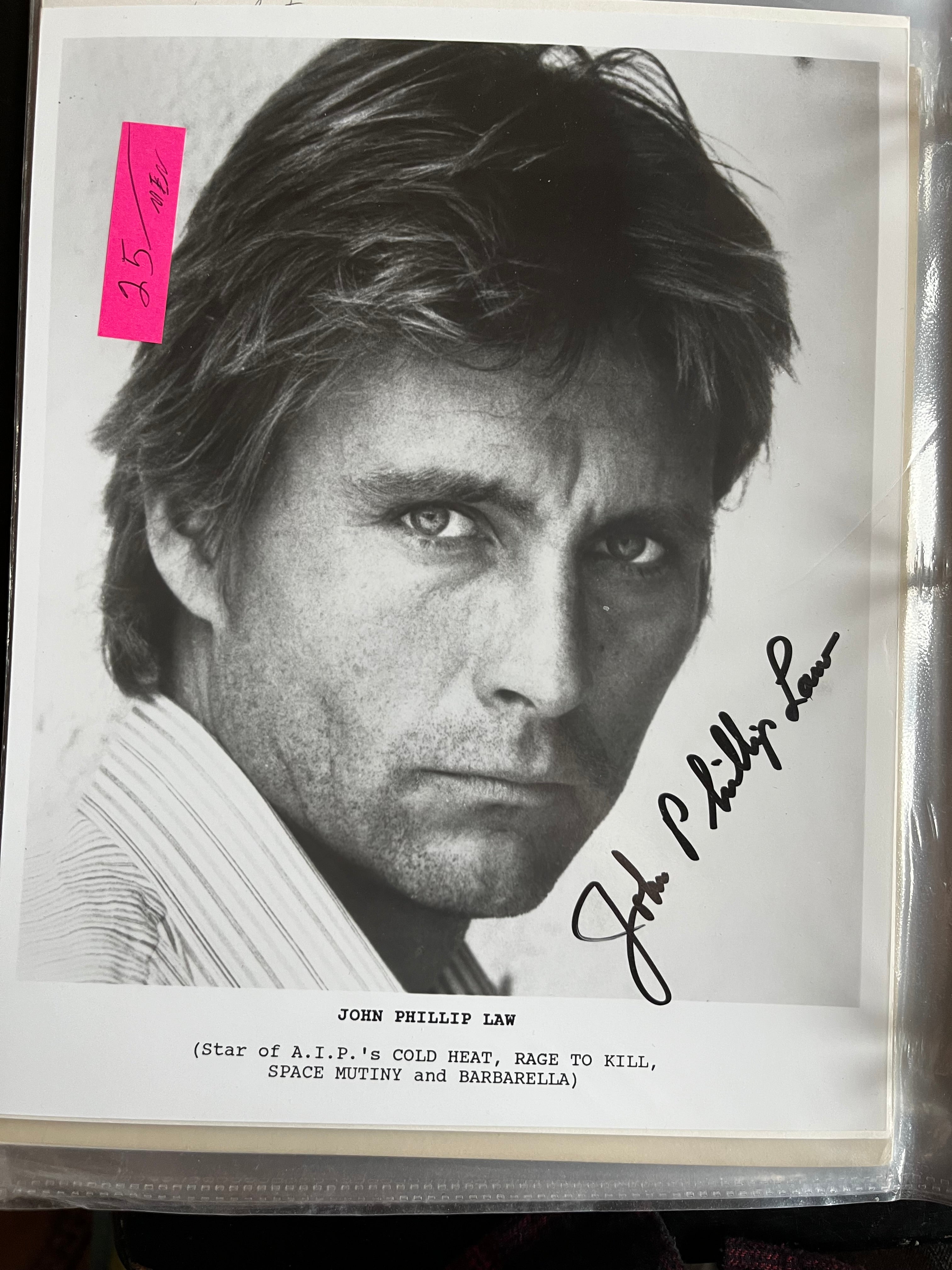 JOHN PHILLIP LAW Autograph Williamsburg Nostalgia Fest john-phillip-law-autograph-williamsburg-nostalgia-fest