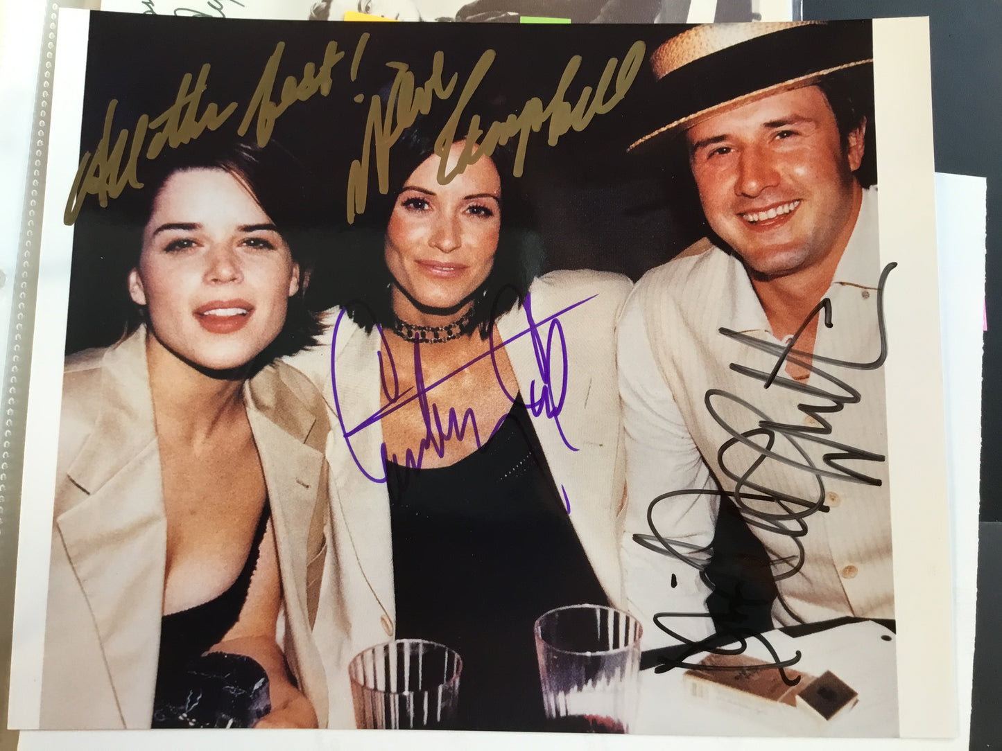 SCREAM, Neve Campbell, David Arquette, Courtney Cox, autograph