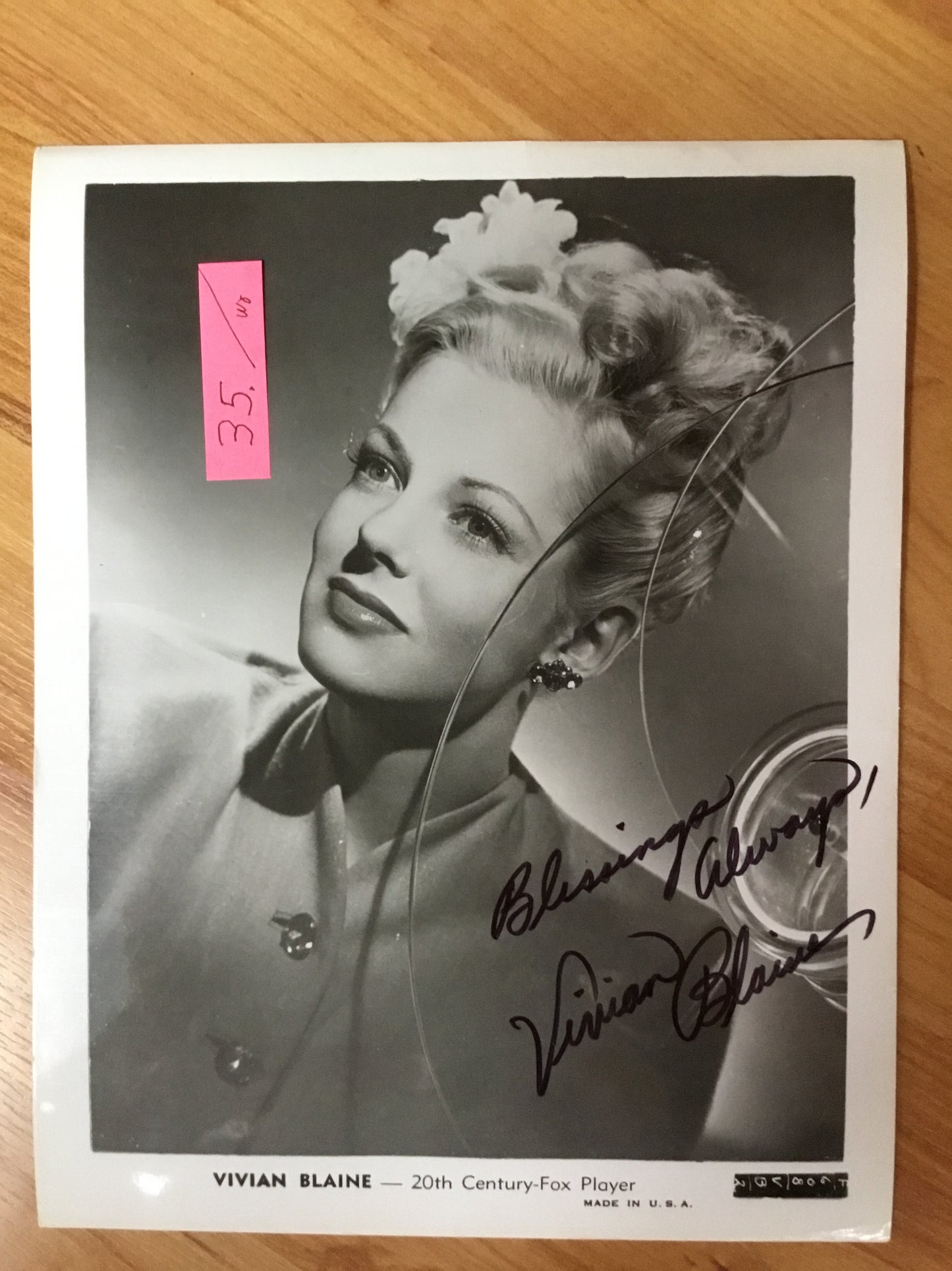 Vivian Blaine, actress, autograph