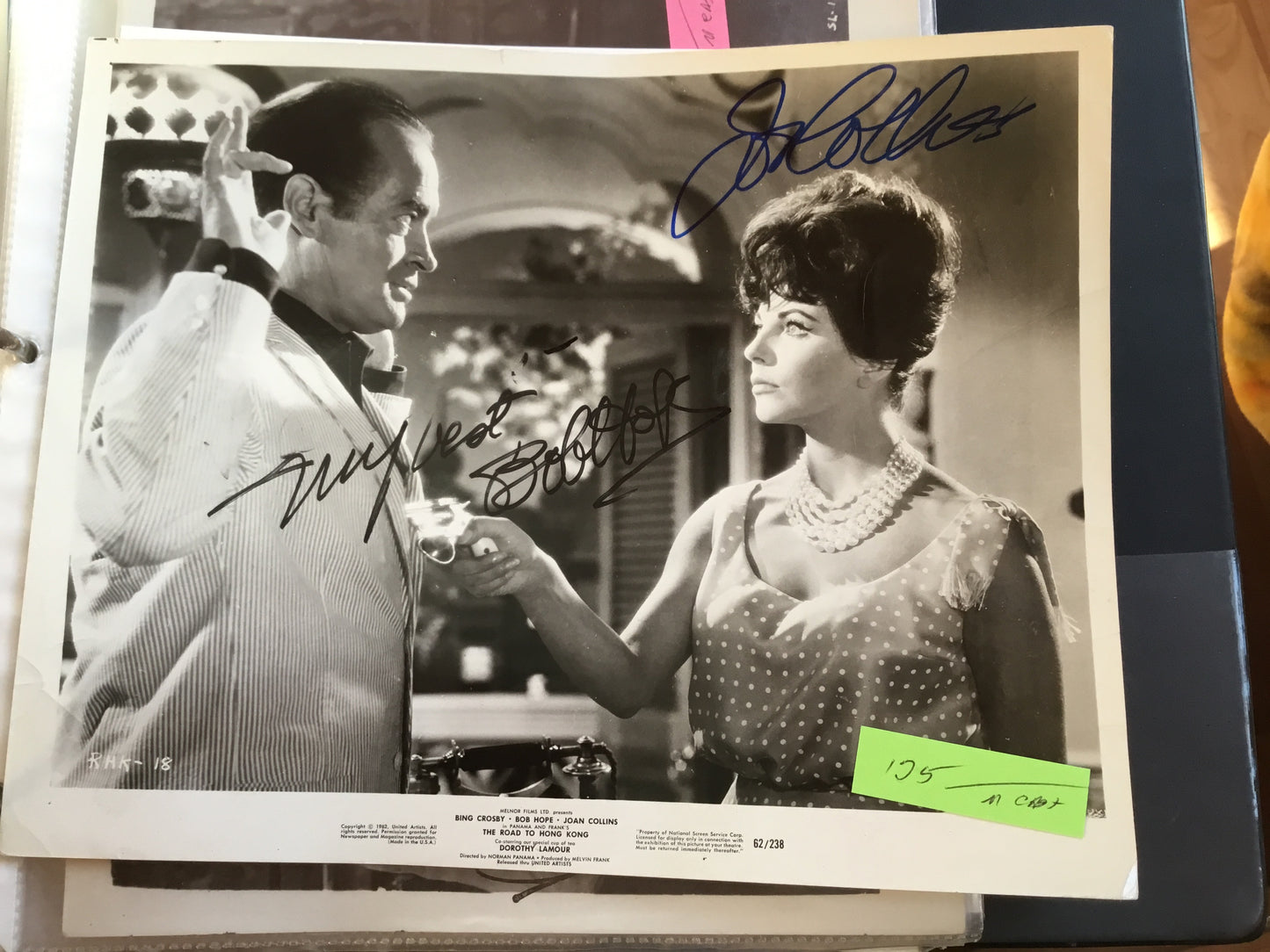 ROAD TO HONG KONG, Joan Collins, Bob Hope, autographs