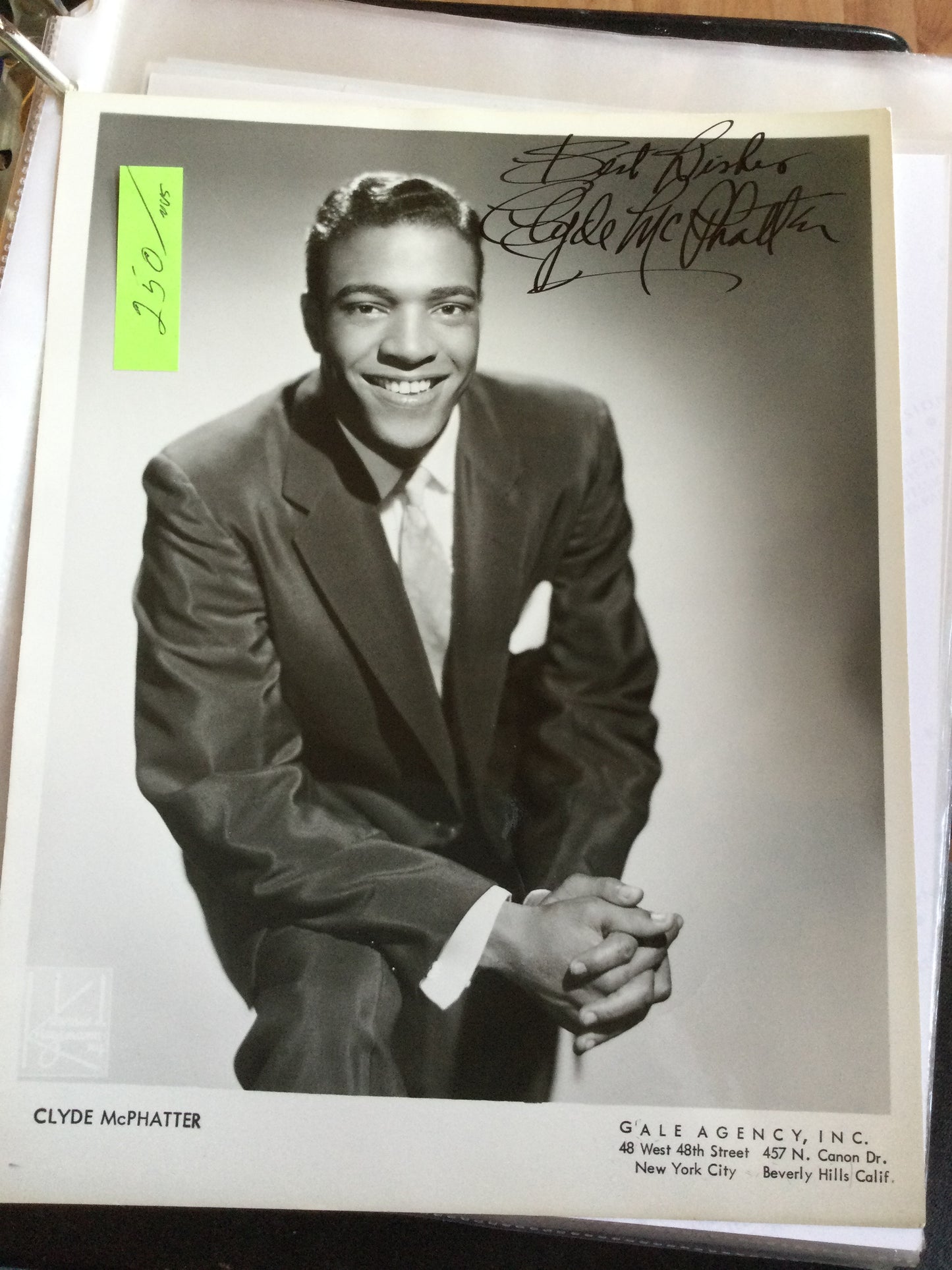 CLYDE McPHATTER, singer, autograph
