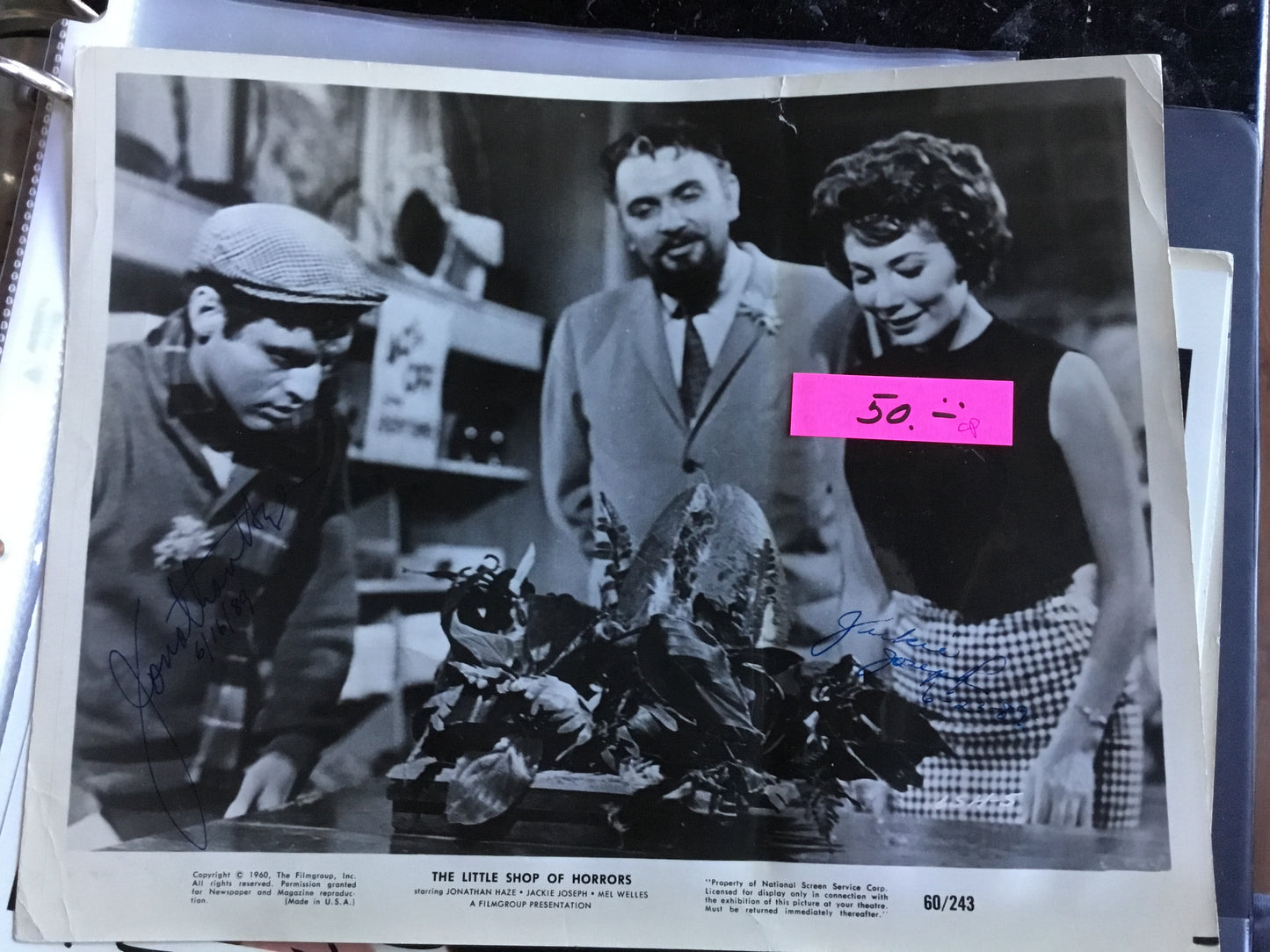 LITTLE SHOP OF HORRORS, Jonathan Haze and Jackie Joseph, autograph