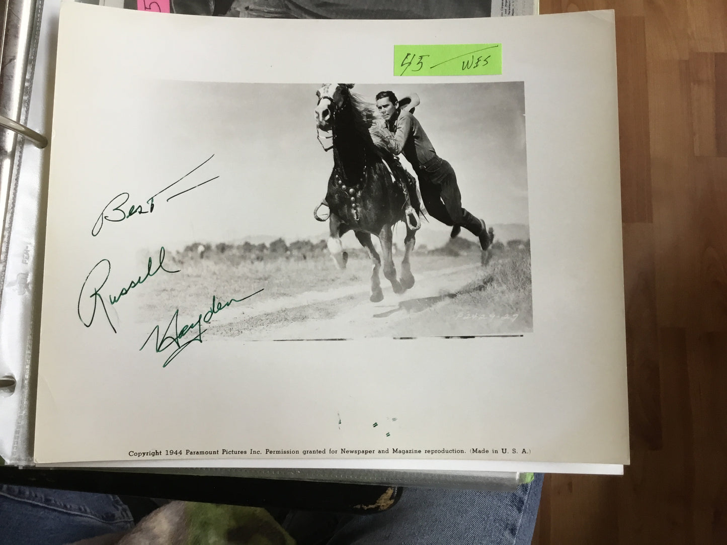 RUSSELL HAYDEN, autograph