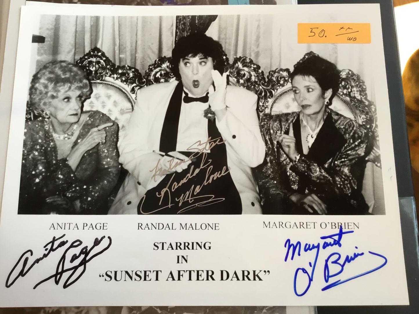 SUNSET AFTER DARK, Margaret O’Brien, Anita Page, autographs