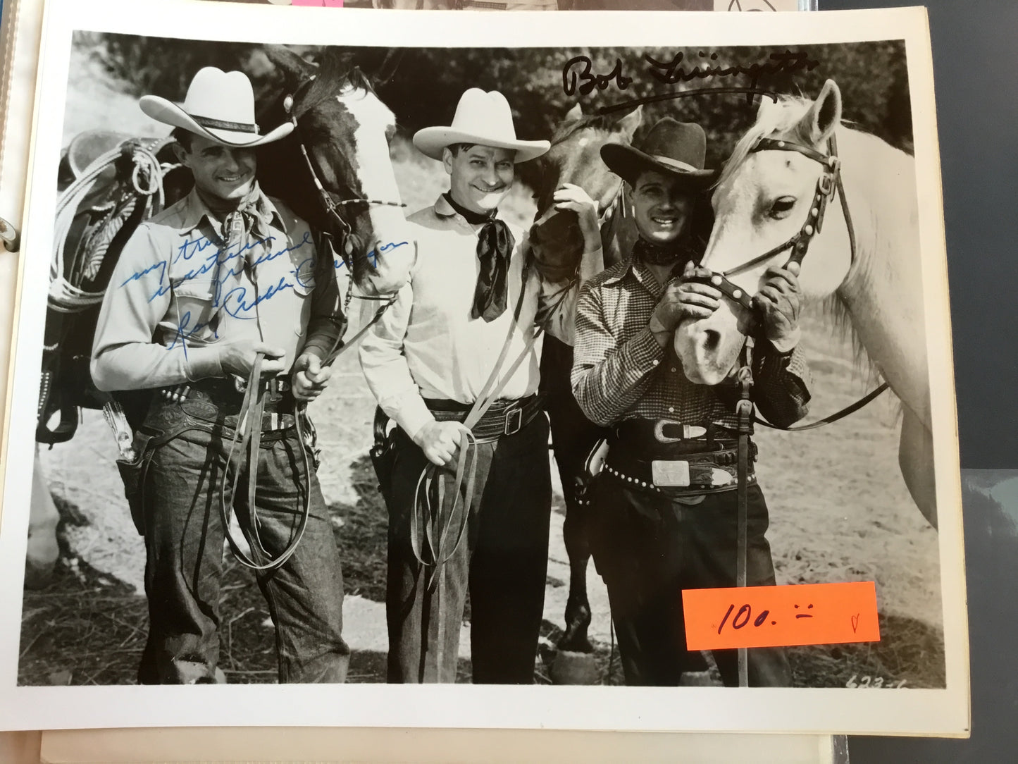 THREE MESQUITEERS, Robert Livingston, Ray Crash Corrigan, autographs