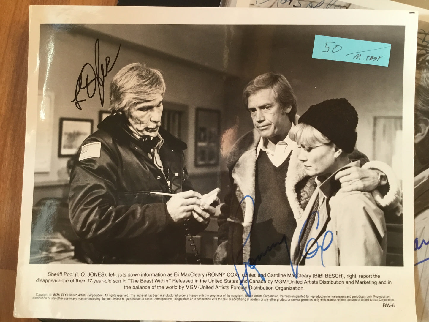 Ronny Cox, L.Q. Jones, THE BEAST WITHIN autographs