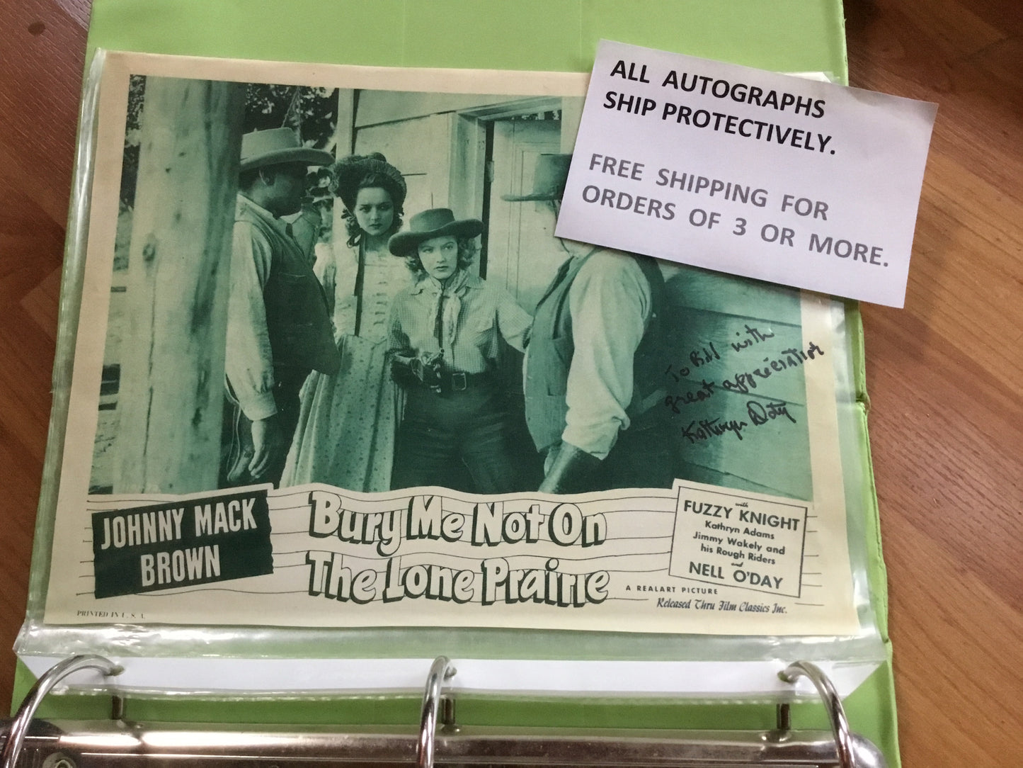 Kathryn Adams from JOHNNY MACK BROWN westerns autograph